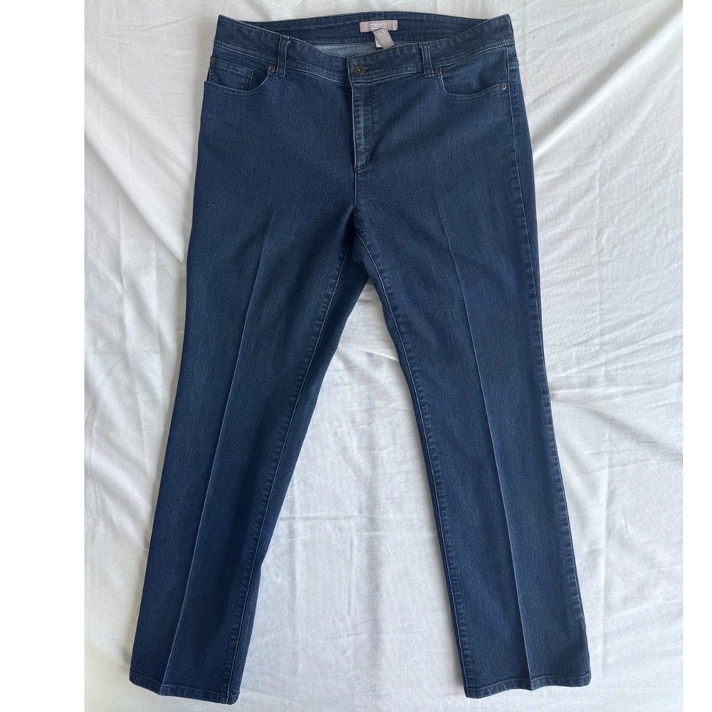 Chico's Jeans Womens 2.5 Regular Dark Wash Embroidered Pockets Stretch Denim